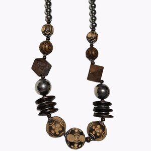 Vintage Tribal Boho Wooden Bead Chunky Necklace Statement Fashion Jewelry Women